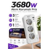 7go 7gsp1 3680w 3'lü Priz Beyaz Akım Korumalı 20w Pd Hızlı Şarj Usb 1.9m Kablolu Akıllı Led Ge 2 m 7go 7gsp1 3680w 3'lü Priz Beyaz Akım Korumalı 20w Pd Hızlı Şarj Usb 1.9m Kablolu Akıllı Led Ge 2 m