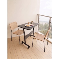 Yükseklik Ayarlı - Dar Balkonlar İçin Kahvaltı Yemek Masası - Antrasit Tekerli 60x40 Oval Kenar Scbalkon4