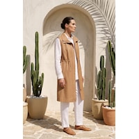Levidor Önü Fermuar Ve Çıtçıt Detay Bel Büzgülü Yelek 710032 Camel Levidor Önü Fermuar Ve Çıtçıt Detay Bel Büzgülü Yelek 710032 Camel