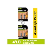 Duracell Şarj Edilebilir AA 2500mah 2'li Paket x2 4 Adet Duracell Şarj Edilebilir AA 2500mah 2'li Paket x2 4 Adet