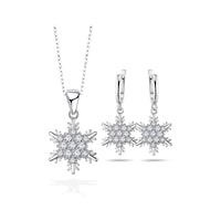 Brezza Lusso Jewelry Gümüş Kar Tanesi Kolye Küpe Set Gümüş Kolye Set 45 CM Brezza Lusso Jewelry Gümüş Kar Tanesi Kolye Küpe Set Gümüş Kolye Set 45 CM