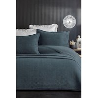 Evlen Home %100 Pamuk Çift Kişilik Özel Taş Yıkama Yatak Örtüsü Lüks Yumuşak Dayanıklı Modern Vitali Mavi Evlen Home %100 Pamuk Çift Kişilik Özel Taş Yıkama Yatak Örtüsü Lüks Yumuşak Dayanıklı Modern Vitali Mavi
