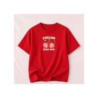 Herkesemoda Feelıng Baskı Detaylı Kadın Bisiklet Yaka Pamuklu T-shirt Kırmızı Herkesemoda Feelıng Baskı Detaylı Kadın Bisiklet Yaka Pamuklu T-shirt Kırmızı