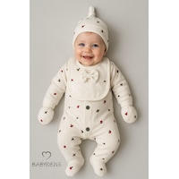 Babyden's 4 Lü Kız Bebek Fitilli Yenidoğan Tulum Seti %100 Pamuklu Hastane Çıkışı Tulum, Şapka, Eldiven, Önlük Ekru Babyden's 4 Lü Kız Bebek Fitilli Yenidoğan Tulum Seti %100 Pamuklu Hastane Çıkışı Tulum, Şapka, Eldiven, Önlük Ekru