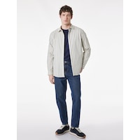Koton Regular Fit Klasik Yaka Pamuklu Uzun Kollu Gömlek Lacivert Çizgili 6sam60029hw 7s2