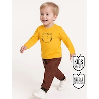 Denokids Sevimli Kedi Erkek Bebek T-shirt Pantolon Takım Kahverengi - Sarı Denokids Sevimli Kedi Erkek Bebek T-shirt Pantolon Takım Kahverengi - Sarı