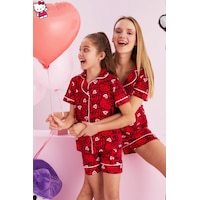 Siyah İnci Lisanslı %100 Pamuk Çok Renkli Düğmeli Biyeli Şort Pijama Takım Hk158 Kırmızı Siyah İnci Lisanslı %100 Pamuk Çok Renkli Düğmeli Biyeli Şort Pijama Takım Hk158 Kırmızı