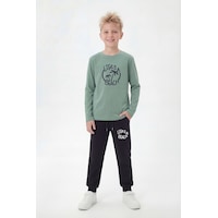 Fyk Kids Yuvarlak Yaka Sweatshirt Paça Lastikli Eşofman Alt Baskılı Uzun Kollu Erkek Çocuk Alt Üst Takım Mint Fyk Kids Yuvarlak Yaka Sweatshirt Paça Lastikli Eşofman Alt Baskılı Uzun Kollu Erkek Çocuk Alt Üst Takım Mint