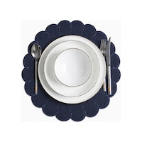 Nakışlı Deri Amerikan Servis 2'li Set Çift Taraflı Yuvarlak Supla 40x40 Cm Almada Lacivert Nakışlı Deri Amerikan Servis 2'li Set Çift Taraflı Yuvarlak Supla 40x40 Cm Almada Lacivert