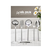 Gül Mutfak 6'lı Servis Seti Kepçe Kevgir Kaşık Spatula Çatal Maşa 18/0 Kalite Inox Gül Mutfak 6'lı Servis Seti Kepçe Kevgir Kaşık Spatula Çatal Maşa 18/0 Kalite Inox