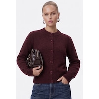 Ritnice Kadın Warm Soft Dokulu Basic Bordo Triko Hırka Ritnice Kadın Warm Soft Dokulu Basic Bordo Triko Hırka