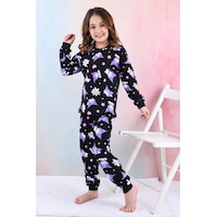 Kuromi Desenli Kız Çocuk Pijama Takımı Pembe 3-8 Yaş Siyah