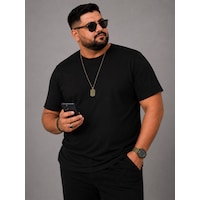 Yuvarlak Yaka Erkek Battal Düz Renk Pamuklu Basic Tshirt Siyah Yuvarlak Yaka Erkek Battal Düz Renk Pamuklu Basic Tshirt Siyah