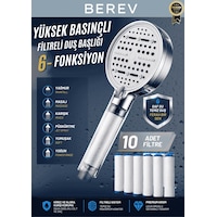 6 Fonksiyonlu Krom Filtreli Duş Başlığı 10 Adet Yedek Filtre Su Tasarruflu Basınçlı Kireç Klor Önleyici 6 Fonksiyonlu Krom Filtreli Duş Başlığı 10 Adet Yedek Filtre Su Tasarruflu Basınçlı Kireç Klor Önleyici