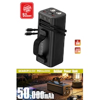 50000mah Powerbank 30w Pd 22.5w Qc Hızlı Şarj Dahili Usb-c Lightning Kablolu Led Fenerli Taşınabilir Şarj Cihazı
