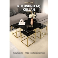 Alberta 5 Parça Gold Zigon Sehpa Takımı Orta Sehpa Yan Sehpa siyah Cam Kurulu Hediye 75x75 Alberta 5 Parça Gold Zigon Sehpa Takımı Orta Sehpa Yan Sehpa siyah Cam Kurulu Hediye 75x75