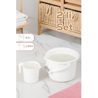 Porsima 2 Li Banyo Balkon Temizlik Seti 8l Kulplu Kova 1,65l Maşrapa Banyo Seti Beyaz Beyaz Porsima 2 Li Banyo Balkon Temizlik Seti 8l Kulplu Kova 1,65l Maşrapa Banyo Seti Beyaz Beyaz
