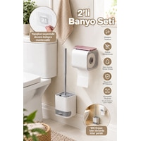 Porsima 2li Banyo Seti Yapışkanlı Banyo Tuvalet Kağıtlığı Tuvalet Fırçası Peçetelik Tuvalet Fırçalığı Beyaz Gri Beyaz - Gri Porsima 2li Banyo Seti Yapışkanlı Banyo Tuvalet Kağıtlığı Tuvalet Fırçası Peçetelik Tuvalet Fırçalığı Beyaz Gri Beyaz - Gri