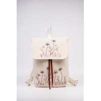 Fabric Craft Bag Sırt Çantası Kanvas El Nakışlı Astarlı Büzgülü 38x40 Krem Fabric Craft Bag Sırt Çantası Kanvas El Nakışlı Astarlı Büzgülü 38x40 Krem