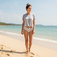Bonbon Kadın Plaj Giyim Ekru Kahve Desenli Önü Çapraz Bikini Alt Bb2560 Bonbon Kadın Plaj Giyim Ekru Kahve Desenli Önü Çapraz Bikini Alt Bb2560