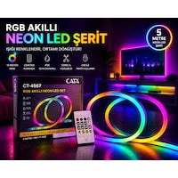 Cata Ct-4567 Rgb Akıllı Neon Led Şerit 5 Metre Kumandalı Renk Değiştiren Ip65 Suya Dayanıklı Led Işık 5 Metre Rengarenk Cata Ct-4567 Rgb Akıllı Neon Led Şerit 5 Metre Kumandalı Renk Değiştiren Ip65 Suya Dayanıklı Led Işık 5 Metre Rengarenk