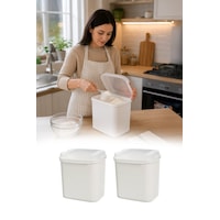 2'li Masal Saklama Kabı Beyaz 4,5 Litre Un Ve Bakliyat Saklama Kabı Kapaklı Erzak Düzenleyici Vp-033 Diğer 2'li Masal Saklama Kabı Beyaz 4,5 Litre Un Ve Bakliyat Saklama Kabı Kapaklı Erzak Düzenleyici Vp-033 Diğer