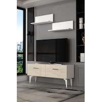 Dekortis Home Dekor 120dhdtür2btg Eros Raflı Tv Sehpası,ünitesi Beyaz - Traverten - Gümüş Dekortis Home Dekor 120dhdtür2btg Eros Raflı Tv Sehpası,ünitesi Beyaz - Traverten - Gümüş