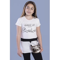 Toontoy Kids Toontoy Kız Çocuk T-shirt Önü Çantalı Ekru Toontoy Kids Toontoy Kız Çocuk T-shirt Önü Çantalı Ekru