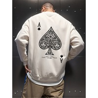 Uyguntarz Unisex Maca Asi Baskılı Oversize Sweatshirt beyaz Uyguntarz Unisex Maca Asi Baskılı Oversize Sweatshirt beyaz