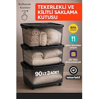 90 Lt Depolama 3 Adet Kilitli Saklama Antrasit Depolama Tekerlekli Siyah 90 Lt Depolama 3 Adet Kilitli Saklama Antrasit Depolama Tekerlekli Siyah