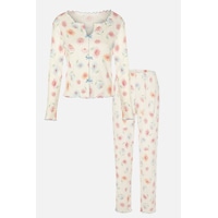 Kadın Pamuklu Çıtır Çiçek Desenli Baby Overloklu Fiyonk Detaylı Uzun Kollu Pijama Takımı Ko70142-1 Kadın Pamuklu Çıtır Çiçek Desenli Baby Overloklu Fiyonk Detaylı Uzun Kollu Pijama Takımı Ko70142-1
