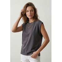 Elemge %100 Pamuk Süprem Tok Kumaş Kadın Oversize Antrasit T-shirt Geniş Omuzlu Dökümlü Kolsuz Bol Kalıp Elemge %100 Pamuk Süprem Tok Kumaş Kadın Oversize Antrasit T-shirt Geniş Omuzlu Dökümlü Kolsuz Bol Kalıp