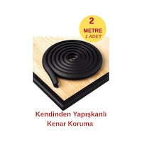 2 Metre 1 Adet Siyah Yumuşak Kauçuk Koruma Bebek Odası Mobilya Kenar Köşe Koruma Darbe Emici