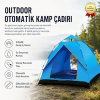 Outdoor Otomatik Kamp Çadırı Cm Su Geçirmez Güneş Korumalı Kolay Kurulum 4 Kişilik-1614 Açık Mavi Outdoor Otomatik Kamp Çadırı Cm Su Geçirmez Güneş Korumalı Kolay Kurulum 4 Kişilik-1614 Açık Mavi