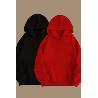 Blackjack Giyim Unisex Gri Siyah 2'li Kapüşonlu Oversize Sweatshirt Hoodie Siyah-kırmızı Blackjack Giyim Unisex Gri Siyah 2'li Kapüşonlu Oversize Sweatshirt Hoodie Siyah-kırmızı