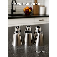 Büyük Boy 6 Lı Yıldız Uçlu Krema Duy Seti Metal Pasta, Cupcake Ve Kurabiye Krema Duyu Süsleme Ucu Metalik Gri Büyük Boy 6 Lı Yıldız Uçlu Krema Duy Seti Metal Pasta, Cupcake Ve Kurabiye Krema Duyu Süsleme Ucu Metalik Gri