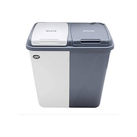Kirli Çamaşır Sepeti İki Bölmeli Gri&Beyaz 90 Litre Kirli Çamaşır Sepeti İki Bölmeli Gri&Beyaz 90 Litre