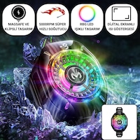 Polham Magsafe Ve Klipsli Süper Hızlı Telefon Soğutucu 5000rpm, Rgb Led, Dijital Isı Göstergeli Polham Magsafe Ve Klipsli Süper Hızlı Telefon Soğutucu 5000rpm, Rgb Led, Dijital Isı Göstergeli