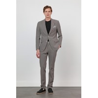 İmza Vizon Kendinden Desenli Mono Yaka 6 Drop Slim Fit Takım Elbise 1001260162