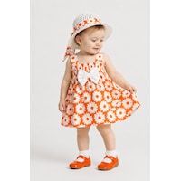 Babyden's Kız Bebek Çiçek Desenli Askılı Elbise Ve Şapka Takımı Pamuklu Yazlık Papatya Desenli Fiyonklu Bebek Elbisesi Turuncu Babyden's Kız Bebek Çiçek Desenli Askılı Elbise Ve Şapka Takımı Pamuklu Yazlık Papatya Desenli Fiyonklu Bebek Elbisesi Turuncu