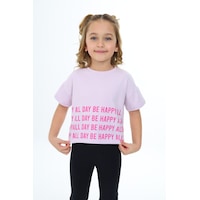 Toontoy Kids Toontoy Kız Çocuk Happy All Day Baskılı Tişört Açık Lila Toontoy Kids Toontoy Kız Çocuk Happy All Day Baskılı Tişört Açık Lila