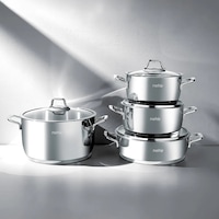 Nehir Silver Klasik 8 Parça Paslanmaz Çelik Tencere Seti Nehir Silver Klasik 8 Parça Paslanmaz Çelik Tencere Seti