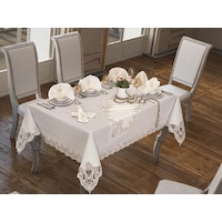 Sümbül Masa Örtüsü 160X260 Cm 26 Parça Krem (541545615) Sümbül Masa Örtüsü 160X260 Cm 26 Parça Krem (541545615)