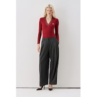 Sagaza Studio Ss6163 Yaka Dantel Detaylı Çıt Çıtlı Body Bordo Sagaza Studio Ss6163 Yaka Dantel Detaylı Çıt Çıtlı Body Bordo
