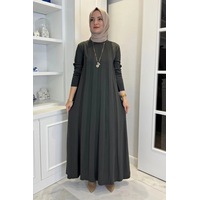 Rabia Şamlı Çiğdem Triko Elbise Haki Normal Rabia Şamlı Çiğdem Triko Elbise Haki Normal