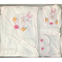 Donino %100 Pamuk 4 Lü Set Nakışlı Bebek Bornoz Seti