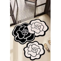 Bungari Rose 60x100 50x60 Kaydırmaz Tabanlı 2'li Banyo Paspas Seti Takımı Siyah Bungari Rose 60x100 50x60 Kaydırmaz Tabanlı 2'li Banyo Paspas Seti Takımı Siyah