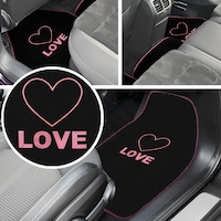 Kalp Ve Aşk Desenli Pembe Nakışlı 5'li Oto Halı Paspas Seti Love Yazı Detaylı Araba Paspas Takımı Kalp Ve Aşk Desenli Pembe Nakışlı 5'li Oto Halı Paspas Seti Love Yazı Detaylı Araba Paspas Takımı