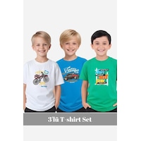 Fyk Kids Erkek Çocuk Yuvarlak Yaka 3'lü Basketball-surf Al Day Baskılı T-shirt Çok Renkli Fyk Kids Erkek Çocuk Yuvarlak Yaka 3'lü Basketball-surf Al Day Baskılı T-shirt Çok Renkli