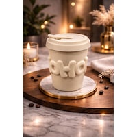 Acar Porselen Kupa Bardak Silikon Kapaklı Kahve Çay Ofis Bardağı 400ml Beyaz - Krem Acar Porselen Kupa Bardak Silikon Kapaklı Kahve Çay Ofis Bardağı 400ml Beyaz - Krem